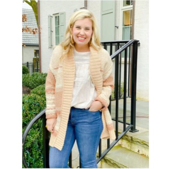 Matilda Jane Sweaters - Good Hart by Matilda Jane Duval Knit Tan/Cream Open Cardigan